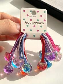 4/5/8 buc./set elastice de păr cu capete duble pentru femei, scrunchies cu inimă/stea iridescente, elastice cu capete duble din perle false în culori macaron, benzi elastice de păr cu elasticitate ridicată, non-distructive, pentru coadă de cal - Multicolor - Vizualizare 3