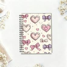 1pc A5 Notebook, Pink & Purple Heart Butterfly Hand-Drawn Cover Spiral Bound Journal, Suitable For Back To School, Daily Note-Taking, Girly Diary - A5 - View 3