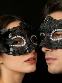 Elegant Half-Face Fox Cat Sexy Lace Floral Masquerade Mask, Carnival Ball Holiday Masquerade Dinner Party Cosplay Prop Accessory - Multicolor - View 4