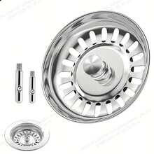 1pc Stainless Steel Kitchen Sink Strainer, Metal Drain Filter, German Pull-Up Design, 3.15 Inch Sink Basket, Efficient Drainage - A - View 5