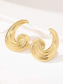 1 Pair Exaggerated Geometric Asymmetrical Earrings For Women - Yellow Gold - View 5