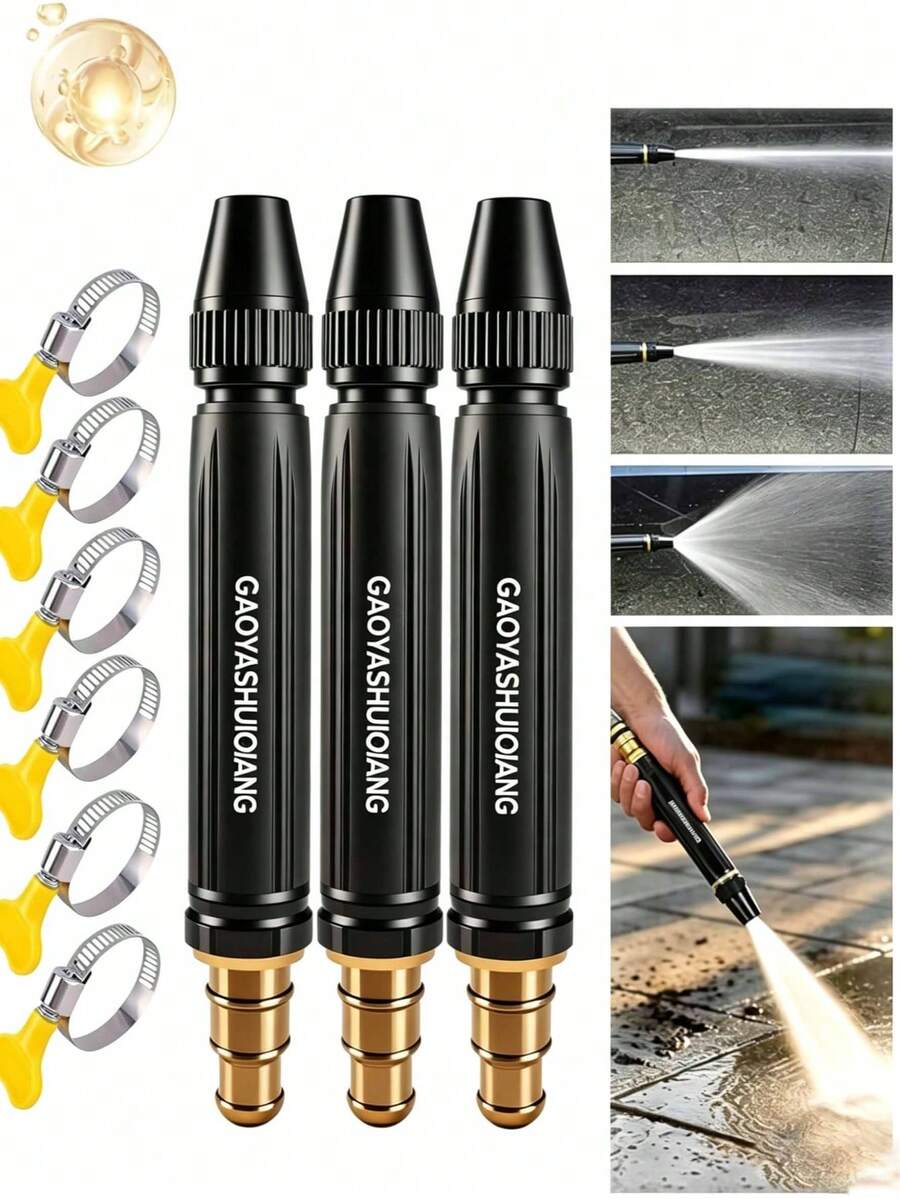 360° Rotating 3-Nozzle Sprinkler With Adjustable High-Pressure Hose And Nozzle, Suitable For Garden Watering And Car Washing. It Provides An Efficient And Comfortable User Experience, And Comes With A Pressure-Boosting Nozzle And Home Hose. It Is Also An Accessory For High-Pressure Washers.