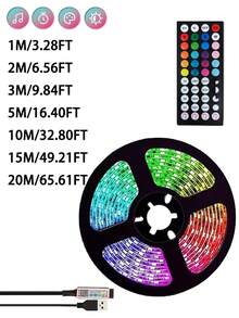 1-30m 5V RGB LED 燈條，16 LEDs/M，智慧 App 控制，適用於婚禮派對、聖誕裝飾、居家客廳臥室照明 - 5050 - 查看 11