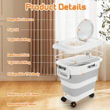 Portable, Collapsible Pet Food Storage Box – With Wheels & Handle | Space-Saving, Airtight Food Container For Dogs & Cats – Ideal For Travel, Camping & Home - 45L - 查看 8