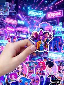 90 piezas Pegatinas DOBBLE K-Pop DemonHunters 900 piezas Pegatinas PVC Impermeables Demon Hunting Girls Pegatinas Figuras de Acción Rumi dibujos animados Adecuadas para Cuadernos y Diarios - Multicolor - Ver 6