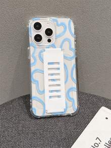 1pc Transparent Shockproof TPU Silicone Phone Case With Detachable Wrist Strap, UV Printed Blue Heart Pattern, Suitable For IPhone 7/8/7 Plus/8 Plus/X/XS/XR/XS Max/11/11 Pro/11 Pro Max/12/12 Pro/12 Pro Max/12 Mini/13/13 Pro/13 Pro Max/13 Mini/14/14 Pro/14 Pro Max/14 Plus/15/15 Pro/15 Pro Max/15 Plus/16 Pro Max/17 Pro Max - Multicolor - View 4