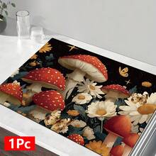 1pc Mushroom Pattern Printed Absorbent Dish Drying Mat, Dish Drying Mat, Espresso Machine Countertop Absorbent Mat, Sink Drain Mat, Soft Faucet Absorbent Mat, Sink Cup Mat, Kitchen Supplies, Bathroom Supplies - Multicolor - View 15