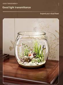 Round Transparent Betta Fish Tank Home Decor Small Ornamental Fish Tank Desktop Fish Bowl - Multicolor - View 1