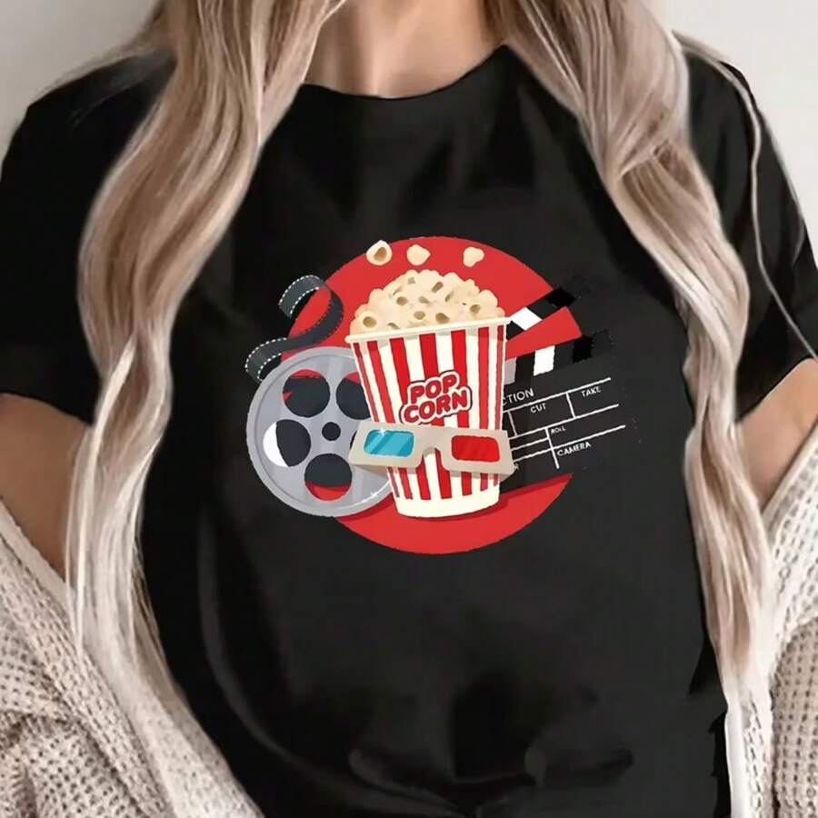 Printed T-Shirt For Men And Women - 黑色 - 查看 1