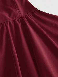MOD Vestido rosa romántico con espalda descubierta y lazo, adecuado para citas, fiestas, vacaciones, meriendas de té y ocasiones de cumpleaños - Burdeos - Ver 4