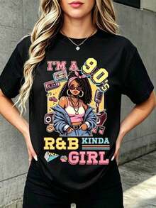 Women's Choice Y2K Graphic T-Shirts - 90s R&B Y2K Clothing For Women, Summer Outfits For Women, Oversized Camisole, Streetwear, Casual Cotton Short-Sleeve Shirt, Fashionable Tops For Women, Summer Tops, Loose-Fit T-Shirt For Everyday Wear - Black - View 7