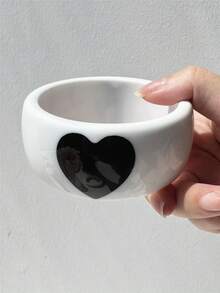 1 pièce Nouveau bracelet en résine blanche asymétrique géométrique, bracelet vintage épais et large en forme de cœur noir. Bracelet à la mode pour femmes, convient pour le port quotidien, les vacances et les cadeaux - Multicolore - Voir 8