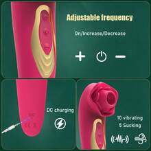 Dildo - Dildo - Rose Sex Toy Dildo Vibrator - 3In1 Rose Sex Stimulator For Women With 10 Sucking & Thrusting Dildo G Spot Vibrators, Adult Clitoral Nipple Suck For Woman For Man Couples,Vibrator Christmas GiftA - 新款av棒1 - 查看 7