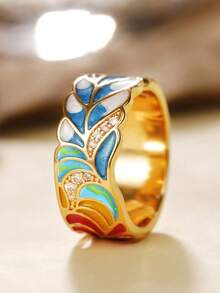 1pc Cute Cubic Zirconia Ring, Women's Wedding Engagement Party Jewelry, Valentine's Day Gift - Yellow Gold - View 17