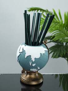 1pc Creative European Style Globe Pen Holder Storage Bucket Decor, Suitable For Room, Living Room, Office Desk Pen Holder, Storage, Tool, Great Gift For Teachers, Students, Birthday, Holiday - Pen Holder - View 11