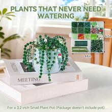 1808颗/2100颗绿色玻璃珠植物套装,永生植物串珠叶子花珠,适用于多肉植物饰品制作和DIY工艺品 - 綠色 - 查看 4