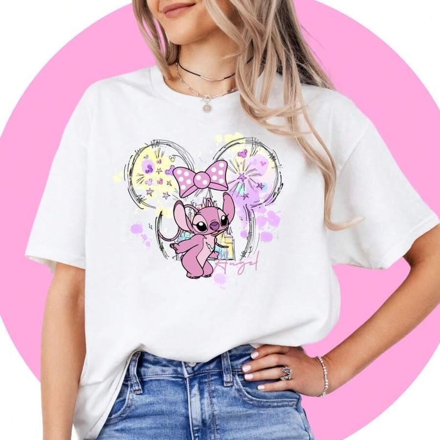 Disney Stitch TShirt | Disney Sweatshirt | Stitch Beach TShirt | Disney Vacation | Lilo And Stitch Clothes -- Disneys Disneyland Paris The Magic Kingdom Disneyesque B6Holiday Gifts Valentine's Day Gifts Earth Day Gifts Oktoberfest Gifts Summer Bank Holiday Gifts - trắng - Xem 1