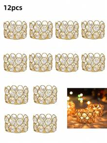 4/8/12 Pcs Gold & Silver Crystal Candle Holders, Suitable For Weddings, Family Gatherings, Table Centerpieces, Modern Bedroom Decor And Creative Gifts - Gold - View 1