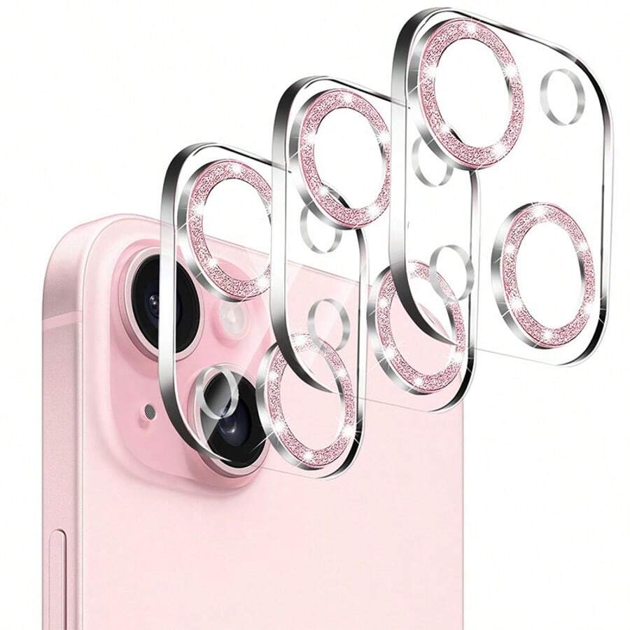 CSDZ 3 Packs Compatible With IPhone 17 Pro 17Pro Max 17 16 15pro 14Plus 13Pormax, High-Definition Transparent Lens Film, Glitter Pink Lens, Easy To Install, Lens Protector Red, Compatible With IPhone 17 Pro Max Case, Slight Color Difference, Lens Protector Compatible With IPhone 17 Pro, Lens Protector Compatible With IPhone 15, [International Version Non Local Version] - Multicolor - View 1