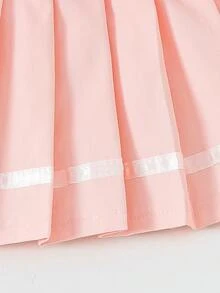 2pcs Baby Girl Fashion Preppy Style Set, Polo Collar Color Block Vest With Strawberry Embroidery And Elastic Waist Pleated Skirt, Comfortable Outfit - Pink - View 7