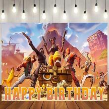 1pc Party Backdrop Dark Neon Game Hero Printed Birthday Background Teen Boys Birthday Photo Booth Background Party Present - Multicolor - View 1