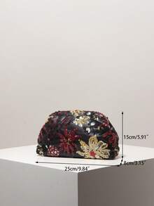 (Random Pattern) Women's Clutch Bag, Sequin Bag, Floral Pattern, Embroidered Bag, Evening Party, Ball Gown, Graduation Ball Bag, Wedding Supplies, Elegant Women's Wallet, Women's Gift - Multicolor - View 7
