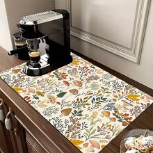 1 pieza Estera absorbente para secar platos con estampado de setas, estera absorbente para encimera de máquina de espresso, estera absorbente para fregadero, estera absorbente suave para grifos, estera absorbente para taza de baño, accesorios para el hogar y la cocina - Multicolor - View 8
