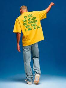 Oversized Brazil Number 11 Vintage T-Shirt With The Phrase "I'm Better Than Anyone" - Brazilian National Team REF 3604 FLUXOGEEK - 黃色 - 查看 2
