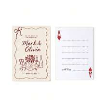 Libro de invitados de boda personalizado con cartas de juego dibujadas a mano, cartas de juego en blanco personalizadas para alternativa de libro de invitados de boda, firmas, recuerdos de boda, tarjetas de mensaje DIY, recuerdo de memoria - Multicolor - Ver 15