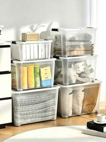 Plastic storage boxes with transparent pulleys, multi-functional stackable storage bins, large lidded storage containers and organizer boxes. Available in multiple sizes, they are sturdy, durable and not ea to form. clothes, sweaters, snacks, sundries, documents, books, office supplies and cleaning tools, and are suitable for bedrooms, living rooms, storage rooms, pantries, offices, garages, kitchens and other places. - 查看 10