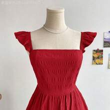 Soqi Women's Clothing Vestido mini de mujer para vacaciones, de color caqui marrón, con textura de ramitas y hojas, de tela, con mangas de tipo gorro, espalda abierta y cintura con lazo, apto para fiesta, cita, té de la tarde, estilo bohemio, festival de música, carnaval, playa. - Multicolor - Ver 5