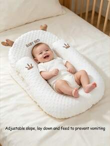 3pcs Set, Anti-Spit Design, Comfortable Infant Recliner, Detachable Upper & Lower Cover, Newborn Baby Bed, Baby Sleeping Nest, Convenient Baby Crib, Baby Cradle - Multicolor 1 - View 2
