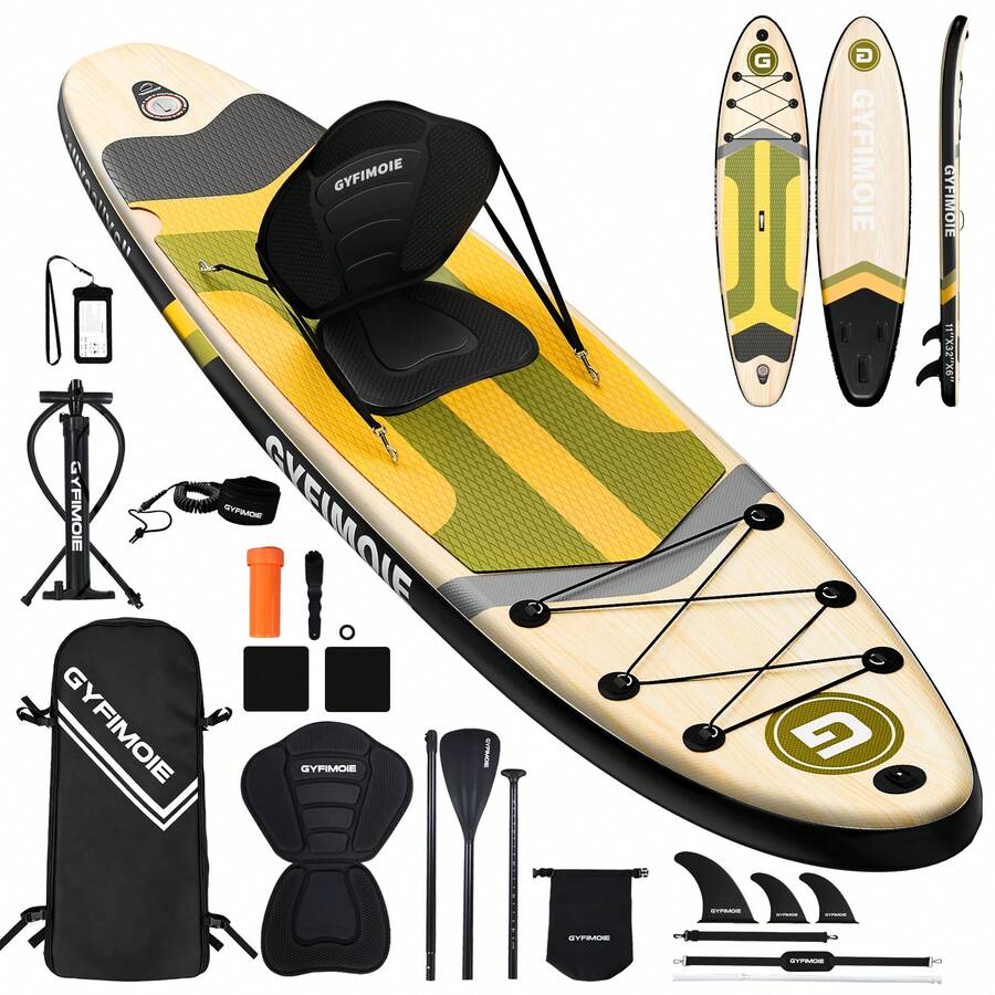 335cm Stand Up Paddle Board With All Accessories Kits, Premium Inflatable SUP Paddleboard With Hand Pump,Backpack,Non-Slip Deck For Adults & Youth Of All Levels - Yellow - View 1