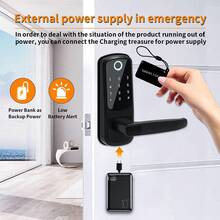 L.A.OL.A.U 1件智能免鑰匙門鎖,低電量提醒,Type-C 緊急供電,APP 臨時密碼與機械鑰匙備份,適用於居家、公寓、辦公室與飯店 - 均碼 - 查看 5