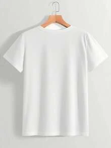 Men's Fashionable Crew Neck T-Shirt, Versatile Short Sleeve, Travel/Summer/Beach, Fitness/Running/Workout, Export Style, Year-Round Warm Short Sleeve - 白色 - 查看 2