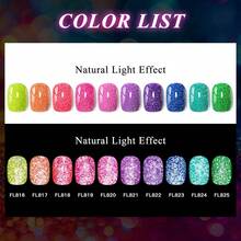 FOUR LILY 10pcs Fluorescent Reflective Glitter Gel Nail Polish Set, 10ml Fluorescent Color Sparkling Glitter Dark Laser Gel Nail Polish, Suitable For Summer Manicure, Semi-Permanent Soak-Off UV Gel Nail Polish, Nail Art DIY Home And Salon Supplies - 彩色 - 查看 5
