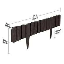 Bordatura per prato in plastica effetto legno, recinzione da giardino, bordo per aiuole, bordatura per prato, palizzata da giardino, confine decorativo da giardino, recinzione a palizzata - Antracite/Marrone/Grigio - Marrone = 4,6 m (8 pezzi) - Visualizzare 8