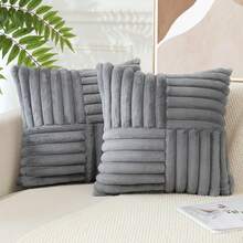 1 pieza Funda de almohada de unicolor (Inserto de almohada no incluido), Funda de almohada de tela, Adecuada para sala de estar y sofá - Cruz gris - Ver 12