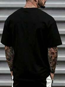 Camiseta de manga corta informal y deportiva para hombre, talla grande, con estampado gráfico "Trust Salt & Sugar", adecuada para el verano - Ropa deportiva con diseño de salero, ideal para amantes de la sal (lavable a máquina) - Camiseta negra con patrón de cristales de sal blancos, corte holgado, top para entrenamientos al aire libre, diseño geométrico, estilo de moda masculino adulto con gráfico divertido sobre la temática de la sal. - Negro - Ver 2