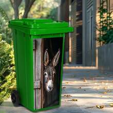1pc Donkey Peeking Barn Door Trash Can Sticker - Self-Adhesive Farmhouse Decor, Curious Eyes, Removable PVC Window Decor, Suitable For Plastic Bins, Sheds, Living Room, Bathroom - Rustic Home Decor, Donkey Themed Decoration - A - View 3