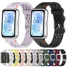 Compatible With Huawei Band 11/11 Pro Perforated Silicone Watch Strap Stitched Sliding Buckle Durable Sweatproof Comfortable Soft Sport Wrist Band - Multicolor - View 1