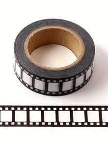 1 Rollo de 10M Cinta Washi con diseño de carrete de película, pegatinas lindas, pegatinas para diario DIY, pegatinas para cuaderno, suministros para diario, cinta adhesiva, suministros para scrapbooking, cinta nano, pegatinas para scrapbook, regreso a la escuela - Diseño de rollo de película - Ver 2