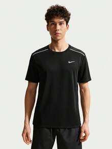 Nike Miler Dri-FIT 男士轻盈透气吸湿排汗防紫外线短袖跑步上衣 IF2083-010 - 黑色 - 查看 1