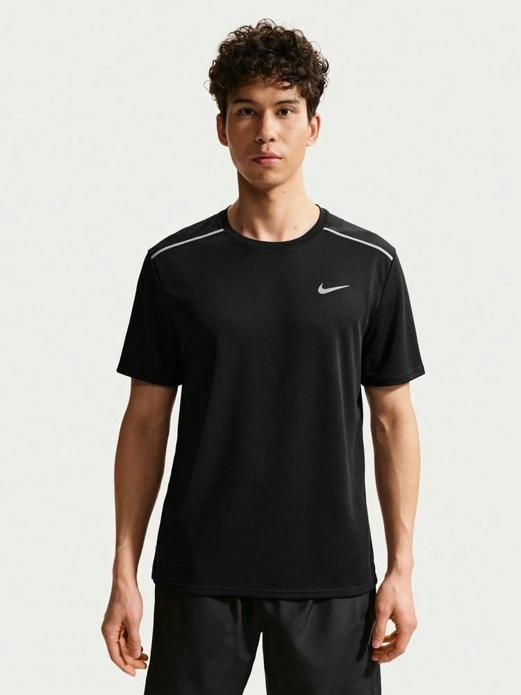 Nike Miler Dri-FIT 男士轻盈透气吸湿排汗防紫外线短袖跑步上衣 IF2083-010 - 黑色 - 查看 1