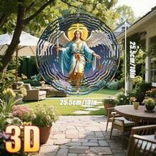 3D 1 Stück "Engel mit Schwert im Flug" 25,5cm/10in X 25,5cm/10in Drehhaken, 360° DIY Kreative Windspiel Baum Hängeornament Geeignet für alle Jahreszeiten, Heimdekoration, Außendekoration, Kreatives Design, Künstlerische Hängedekoration, langanhaltend Struktur, Handwerk, Hängedekoration, Unverzichtbar für DIY-Enthusiasten - Verschiedenfarbig - Übersicht 5