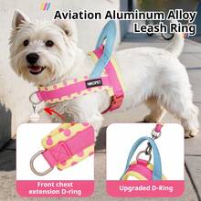 NiiKOPET Dopamine Style Dog Harness - Rompi Pelana Polkadot Kuning Cerah dan Merah Muda, Harness dan Tali Anti-Tarik Anti-Lepas Reflektif, Cocok untuk Anjing Kecil hingga Sedang yang Aktif - Hot Pink - View 9
