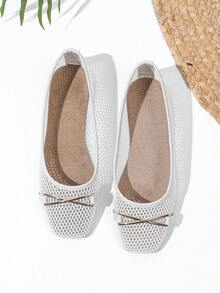 Square Toe Mary Jane Mesh Slip-On Flat Shoes, Sexy Yet Comfortable, Breathable For Summer - Chantilly - View 4