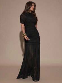 Women Midi Dresses - Black - View 4