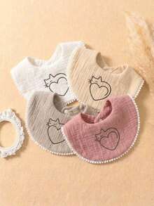 4pcs Cute Candy Color Fox Embroidery Baby Bibs, Soft & Skin-Friendly Princess Baby Drool Bibs, Suitable For Daily Use - Multicolor - View 8
