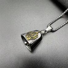 AD 1pc Vintage Punk Motorcycle Bicycle Hanging Charm, Lucky Bell Decor, Titanium Steel Riding Bell Accessory - Titanium Steel LD-skull  Gold - View 3